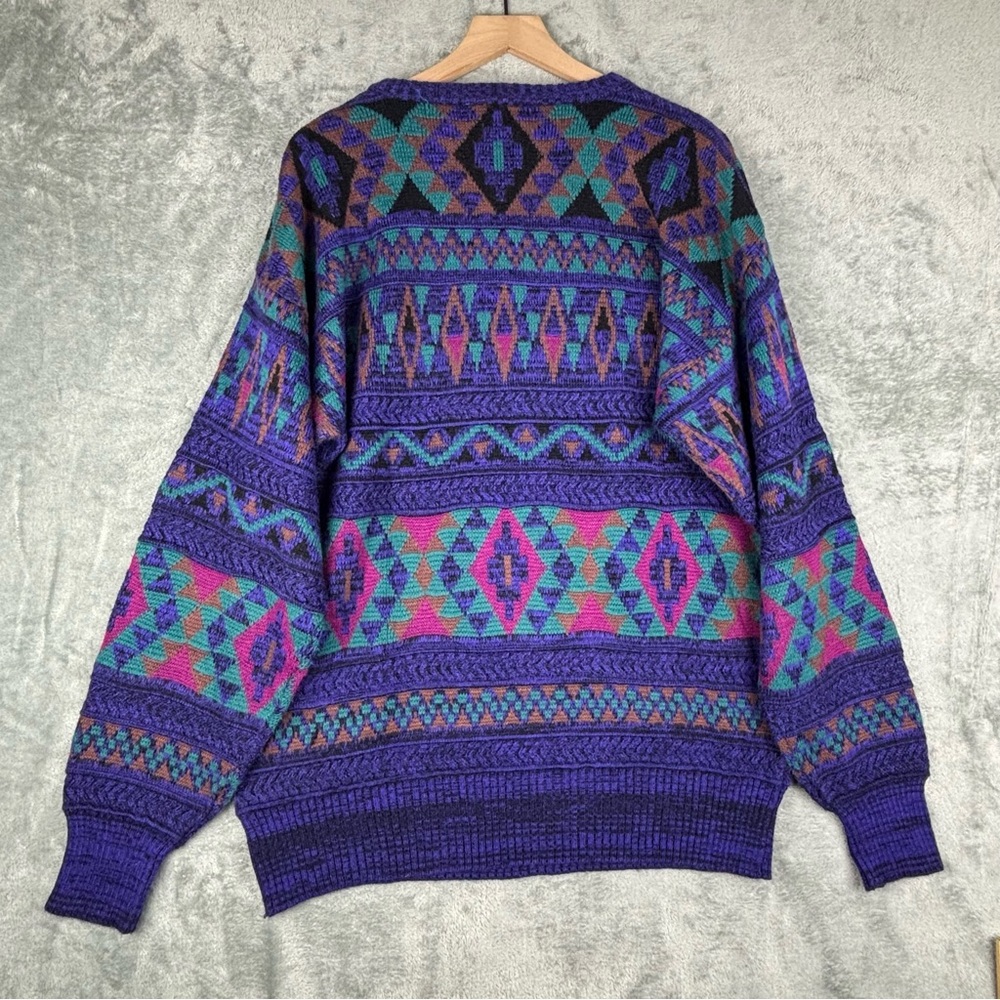 Vintage Meister Ski Sweater XL 80s 90s Geometric Aztec Pullover Wool Blend‎ - Picture 11 of 11
